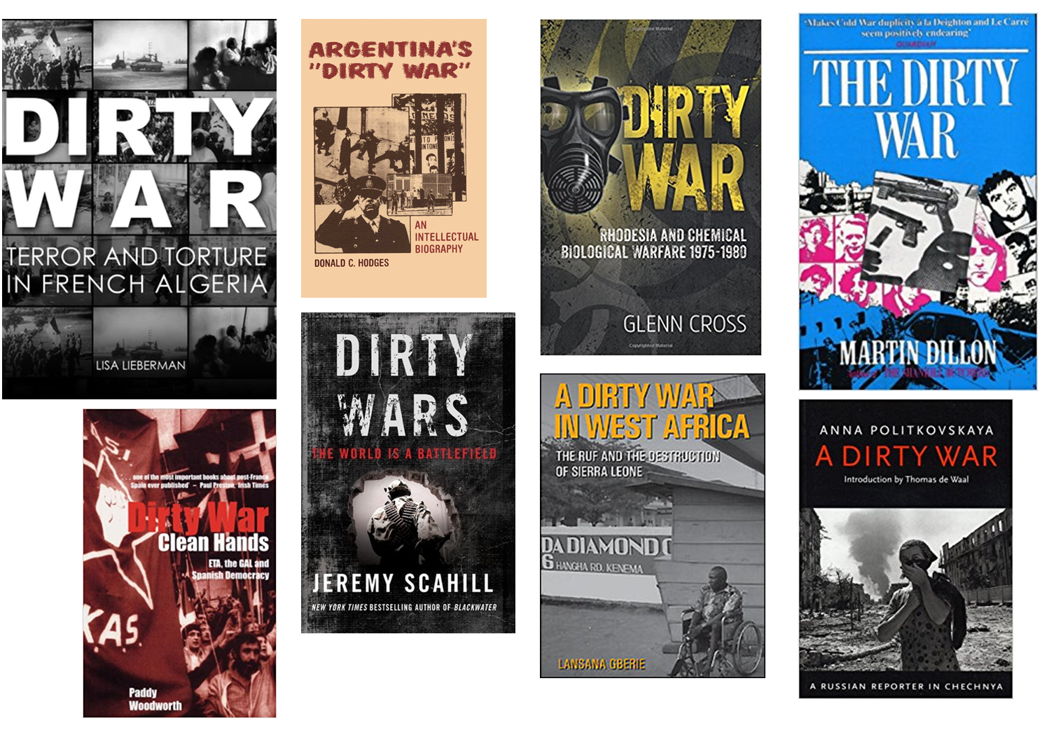 Book covers of dirty war books