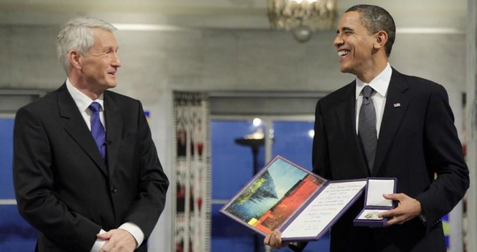 Barack Obama receives a Nobel Peace Prize