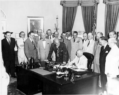 Truman signing the 1947 National Security Act into law