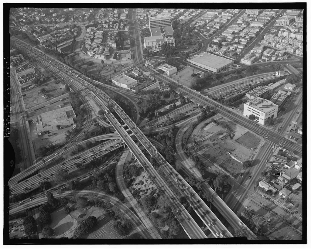Four level highway interchange, Los Angeles.