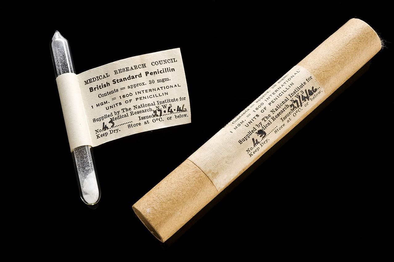 Glass phial of British Standard penicillin.