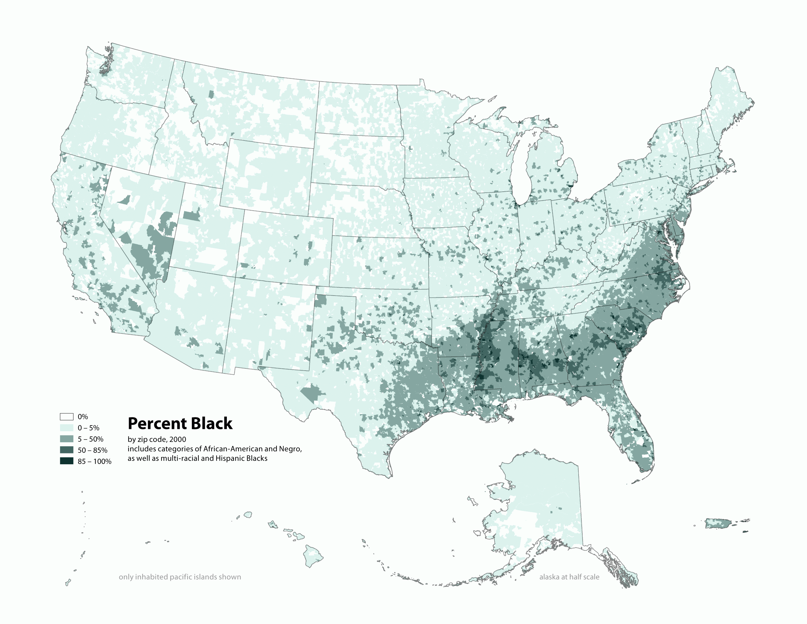 Black population of the USA distribution