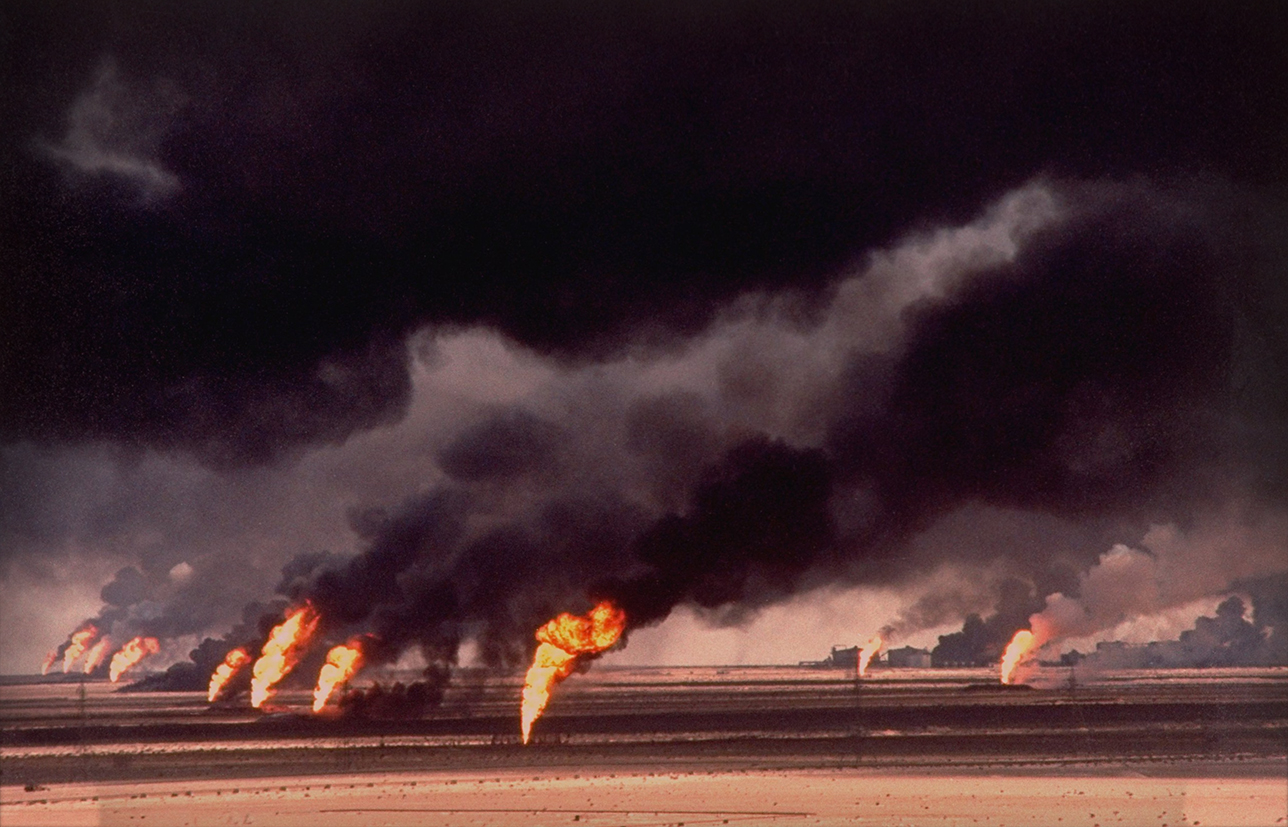 Burning oil fields